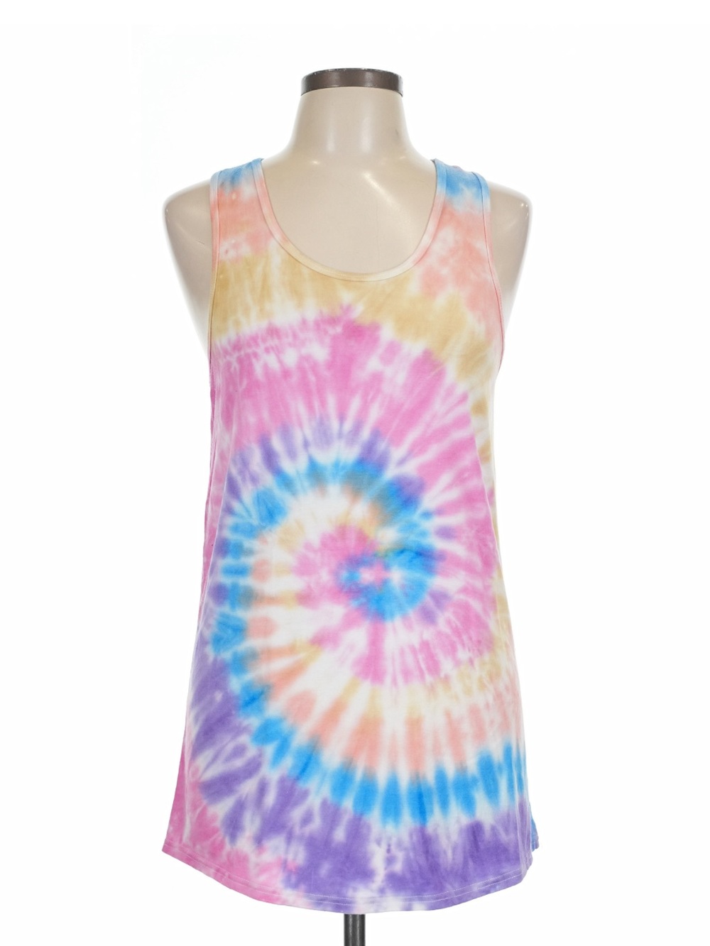 Tie-Dye Spiral Tank Top in Pastel Rainbow